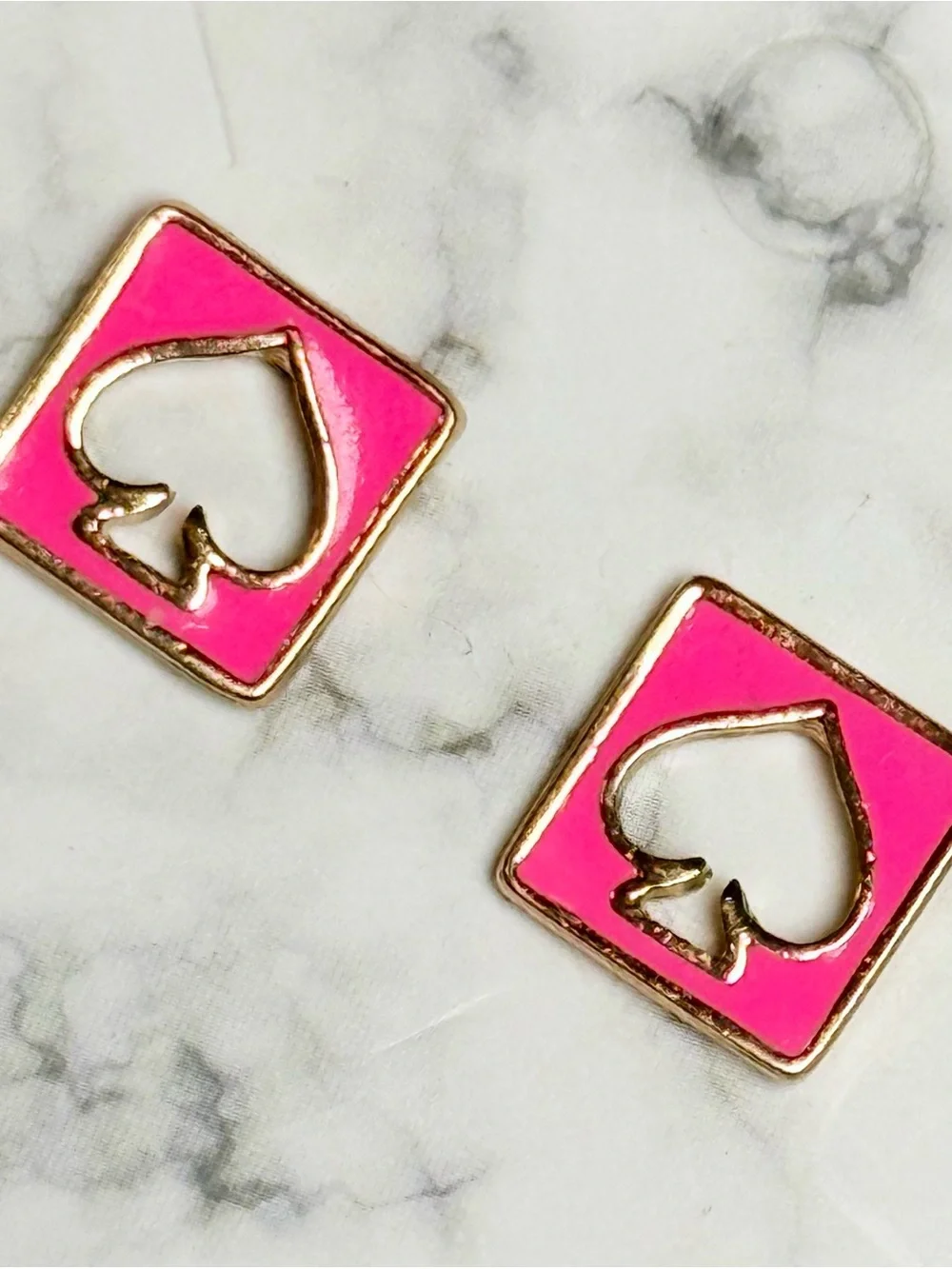 Kate Spade Gold Studs in Bright Pink
